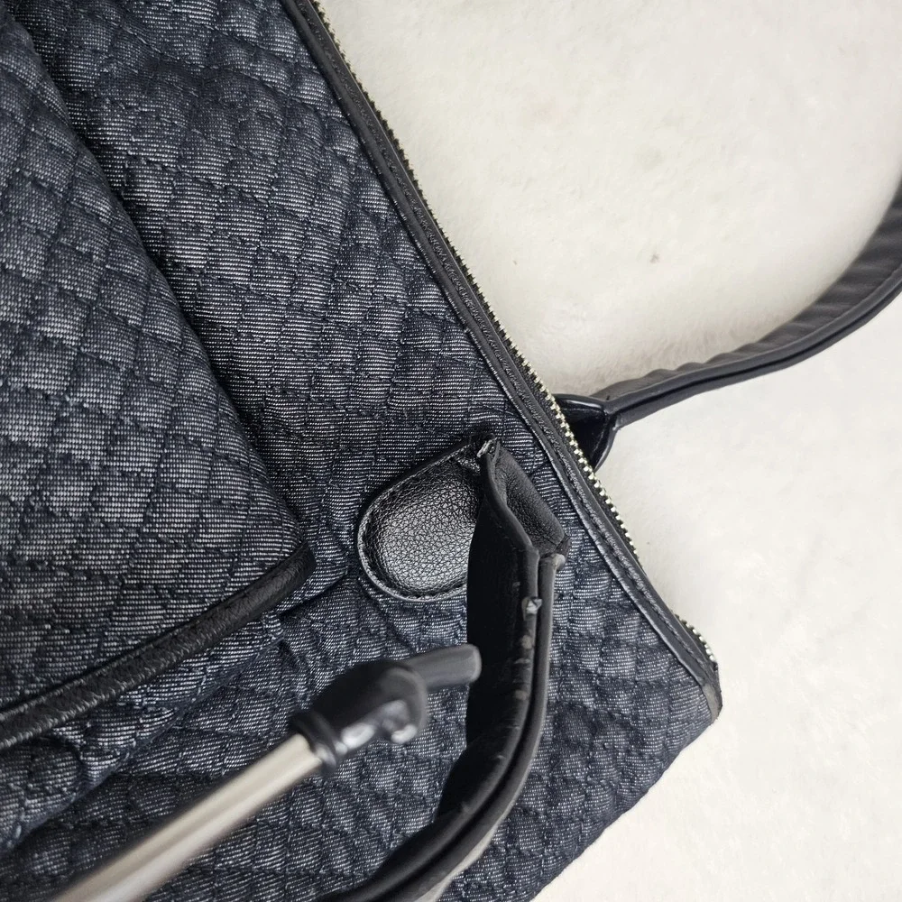 Vera Bradley Classic Denim Navy Carson East West Tote Faux Leather Trim